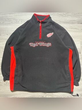 Y2K Lee SPORT Detroit Red Wings NHL hockey fleece sweater pullover quarter zip